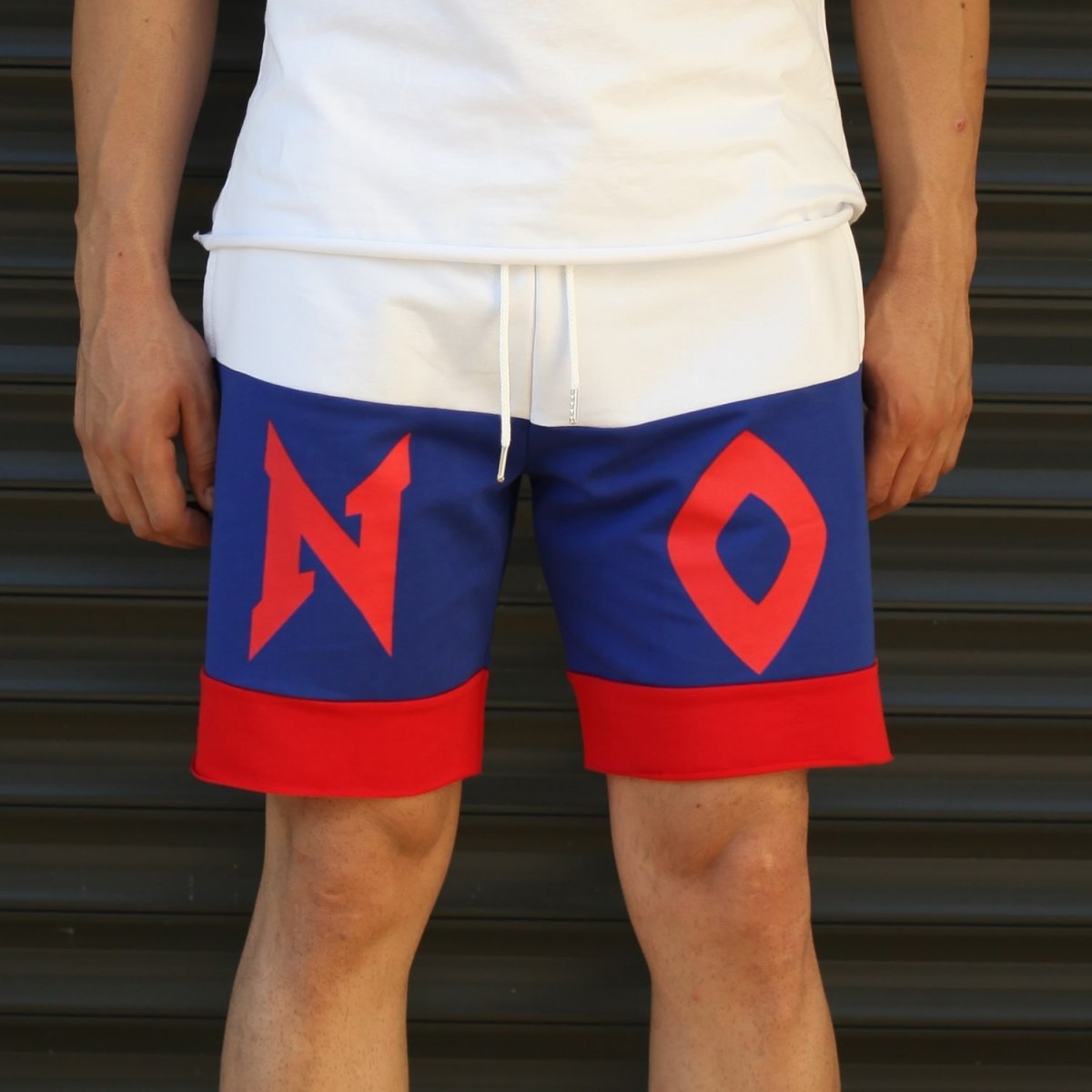 Men's NO Printed Fleece Sport Shorts Blue | Martin Valen