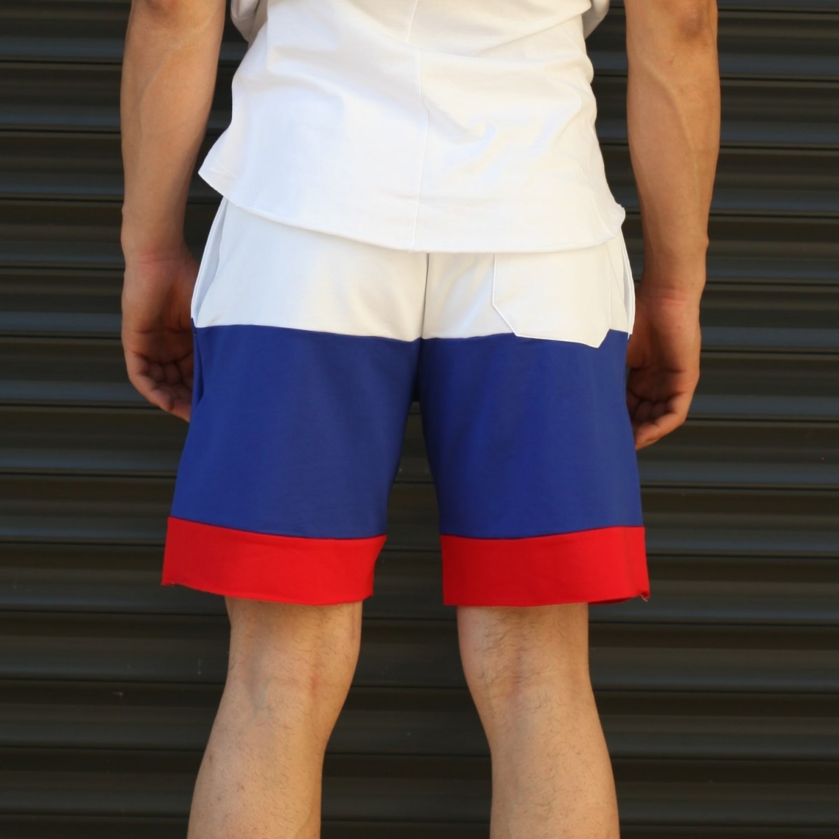 Men's NO Printed Fleece Sport Shorts Blue - 4