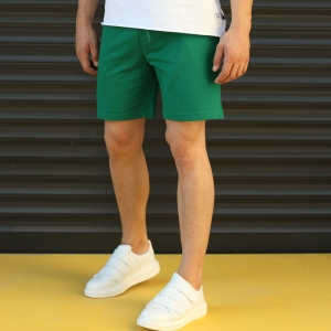 Men's Basic Fleece Sport Shorts In Green - 3
