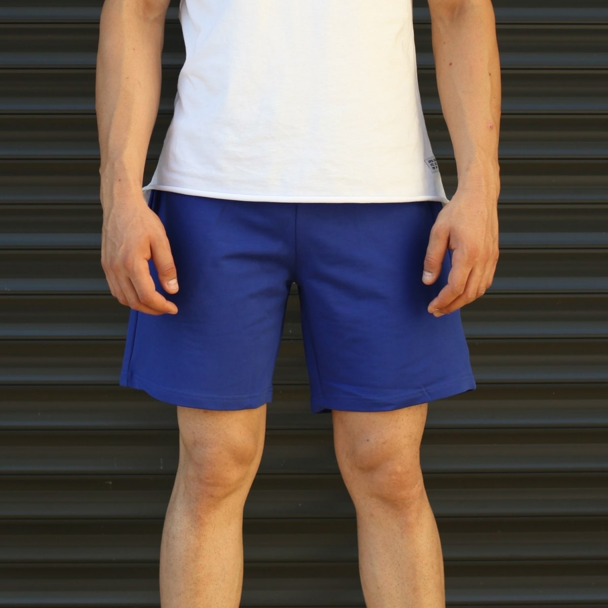 Men's Basic Fleece Sport Shorts In Dark Blue - 2