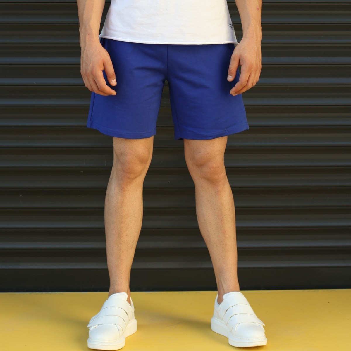 Men's Basic Fleece Sport Shorts In Dark Blue - 1