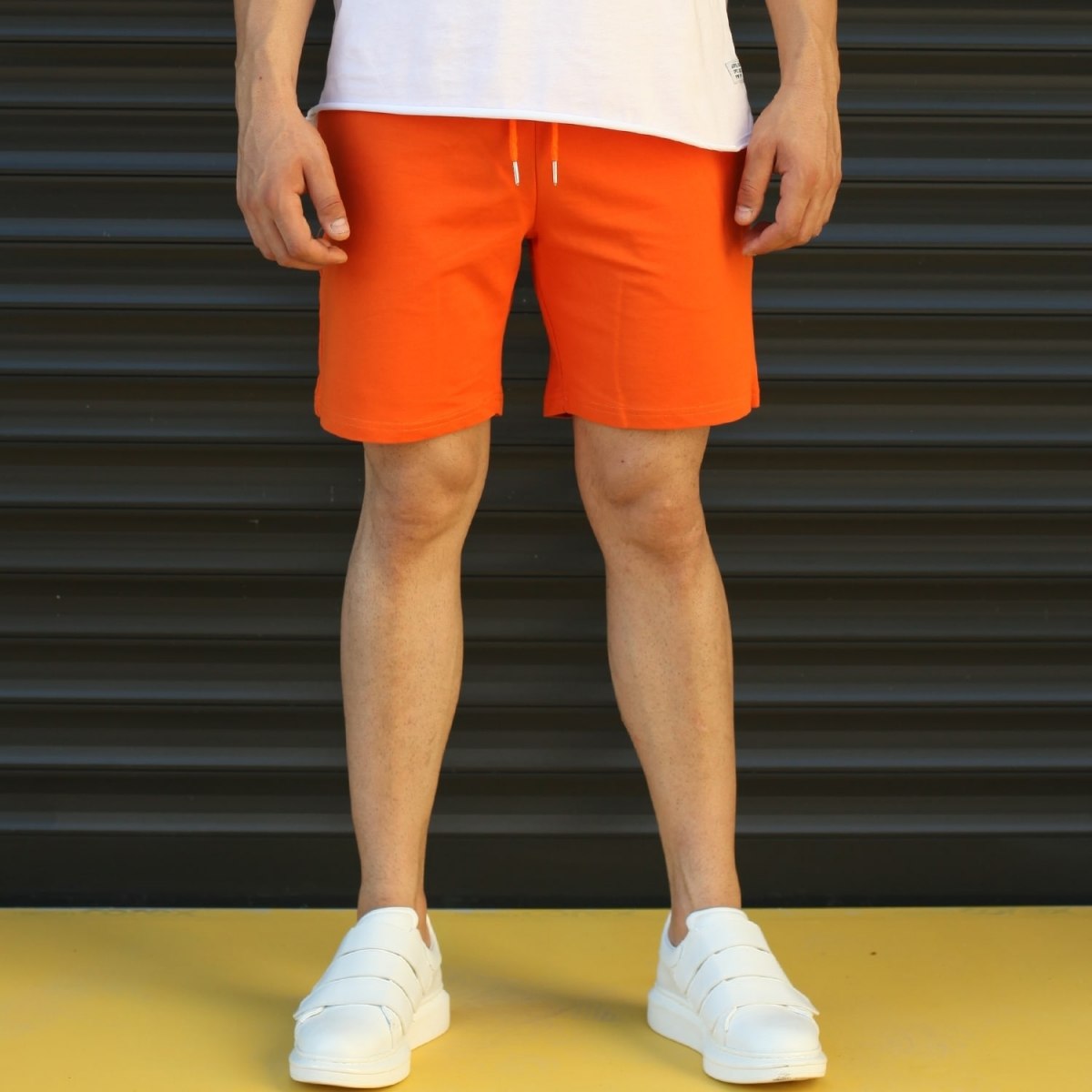 Men's Basic Fleece Sport Shorts In Orange - 1