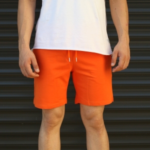 Men's Basic Fleece Sport Shorts In Orange - 2