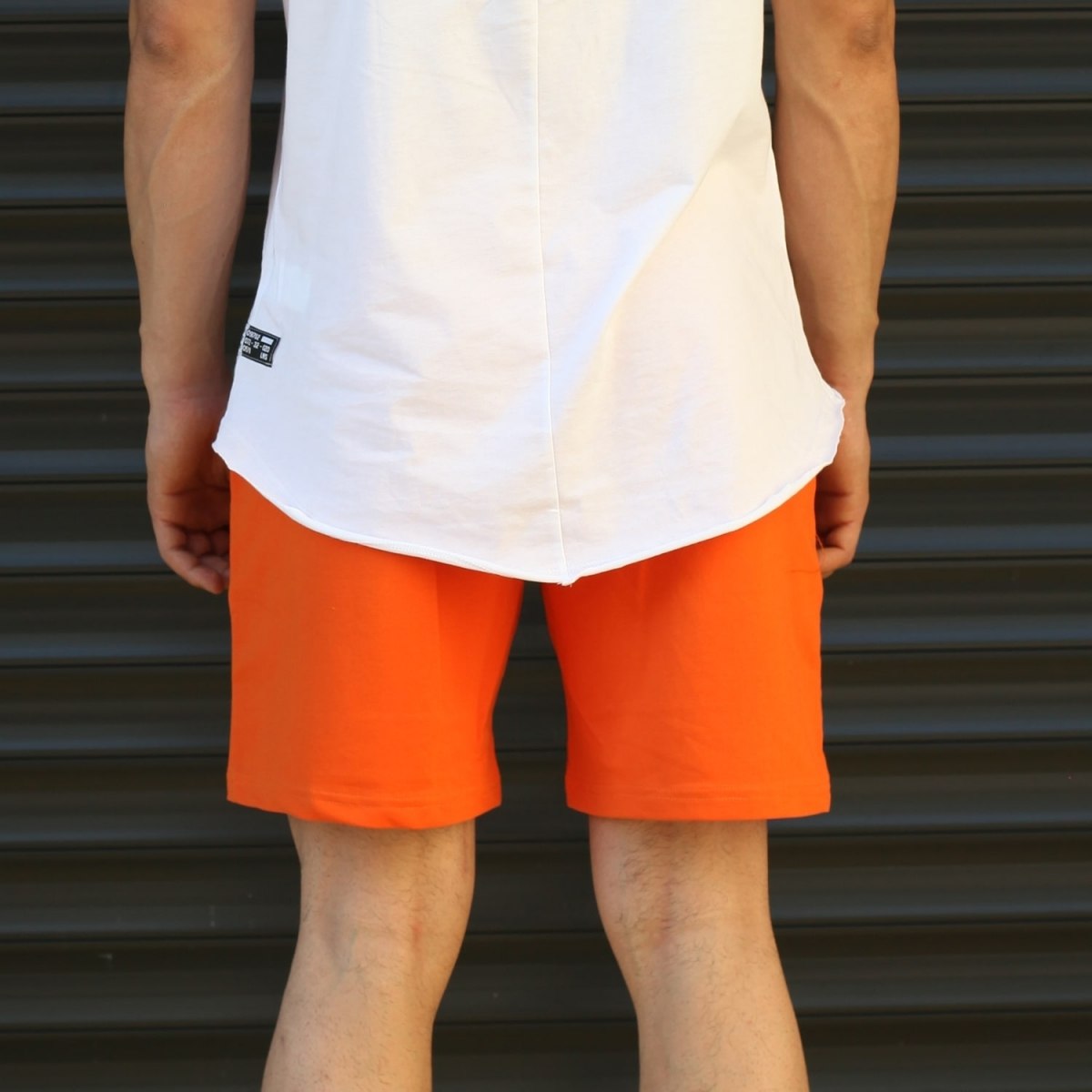 Men's Basic Fleece Sport Shorts In Orange