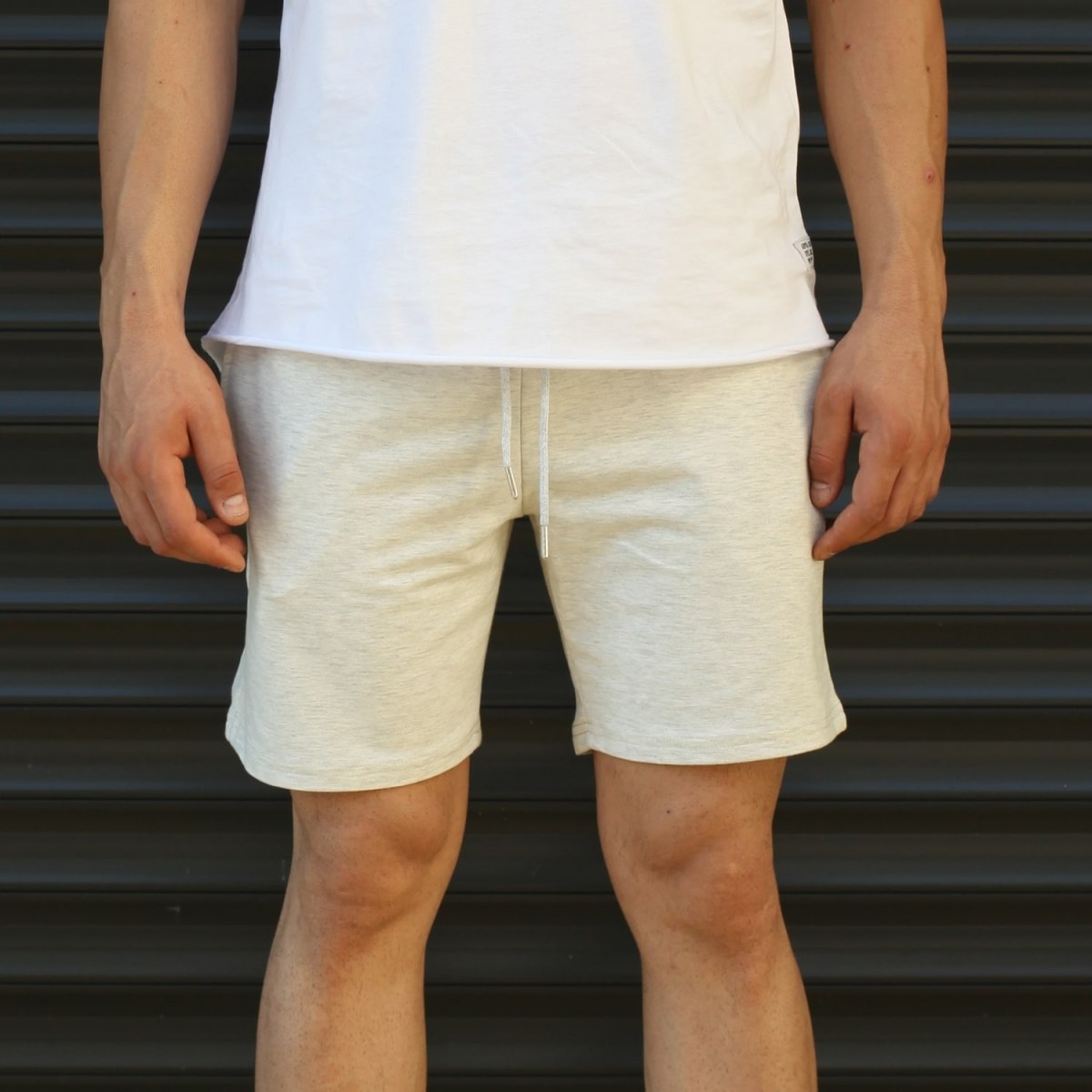 Men's Basic Fleece Sport Shorts In White - 1