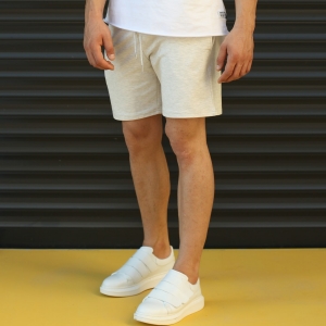 Men's Basic Fleece Sport Shorts In White - 3