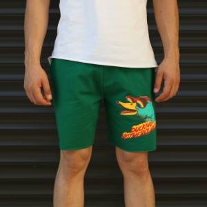 Men's Ducking Motherquackers Fleece Sport Shorts Green - 2