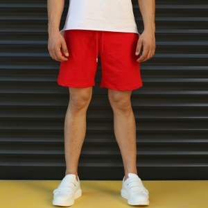 Men's Basic Fleece Sport Shorts In Red - 1