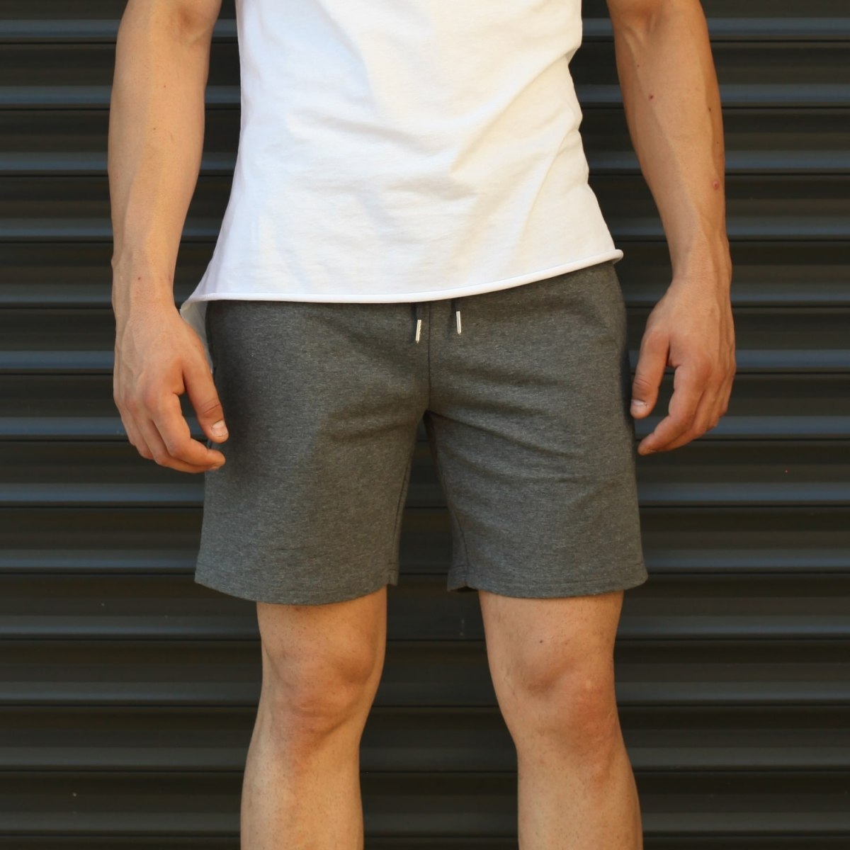 Men's Basic Fleece Sport Shorts In Gray - 2
