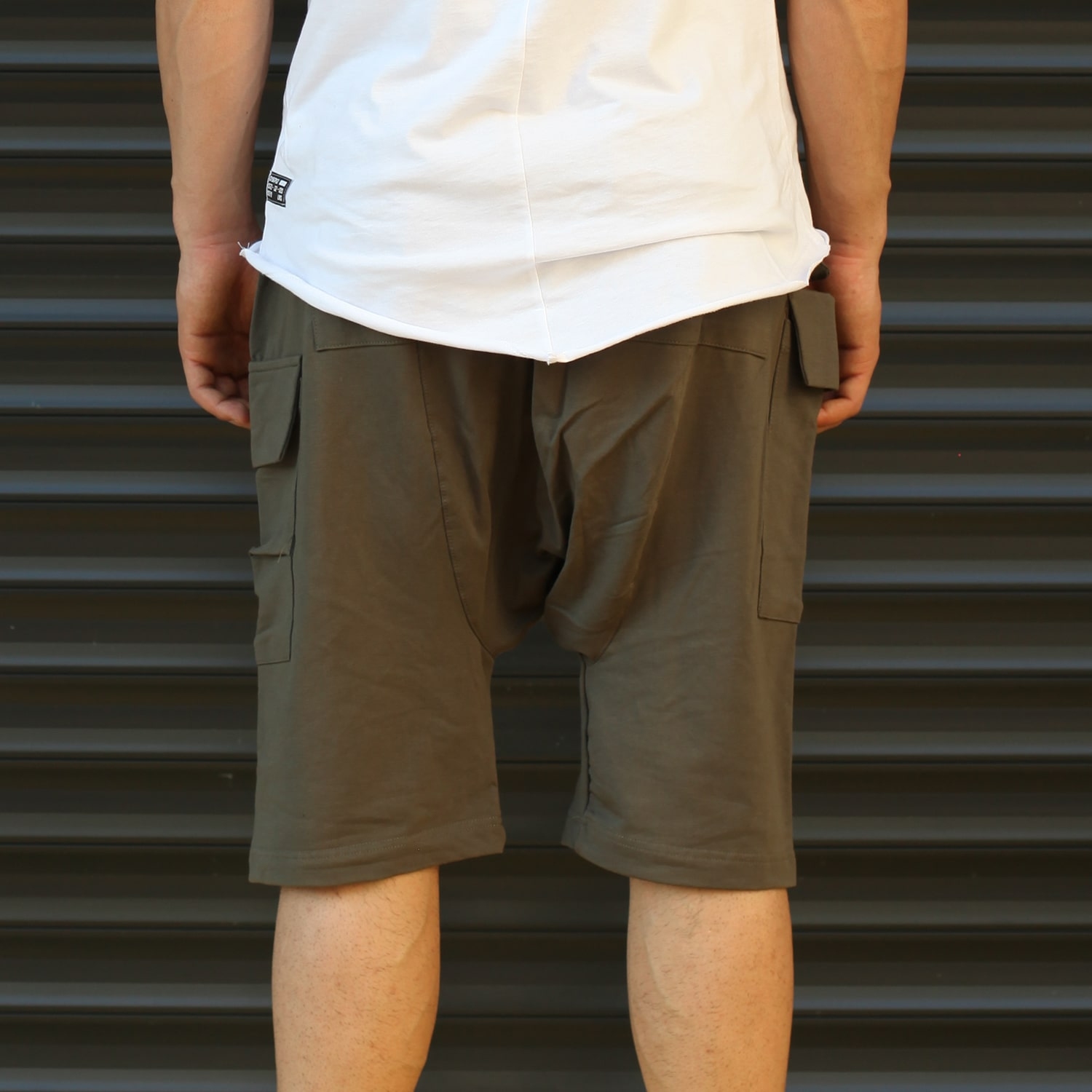 Men's Shalwar Design Fleece Sport Shorts With Side Pockets Khaki