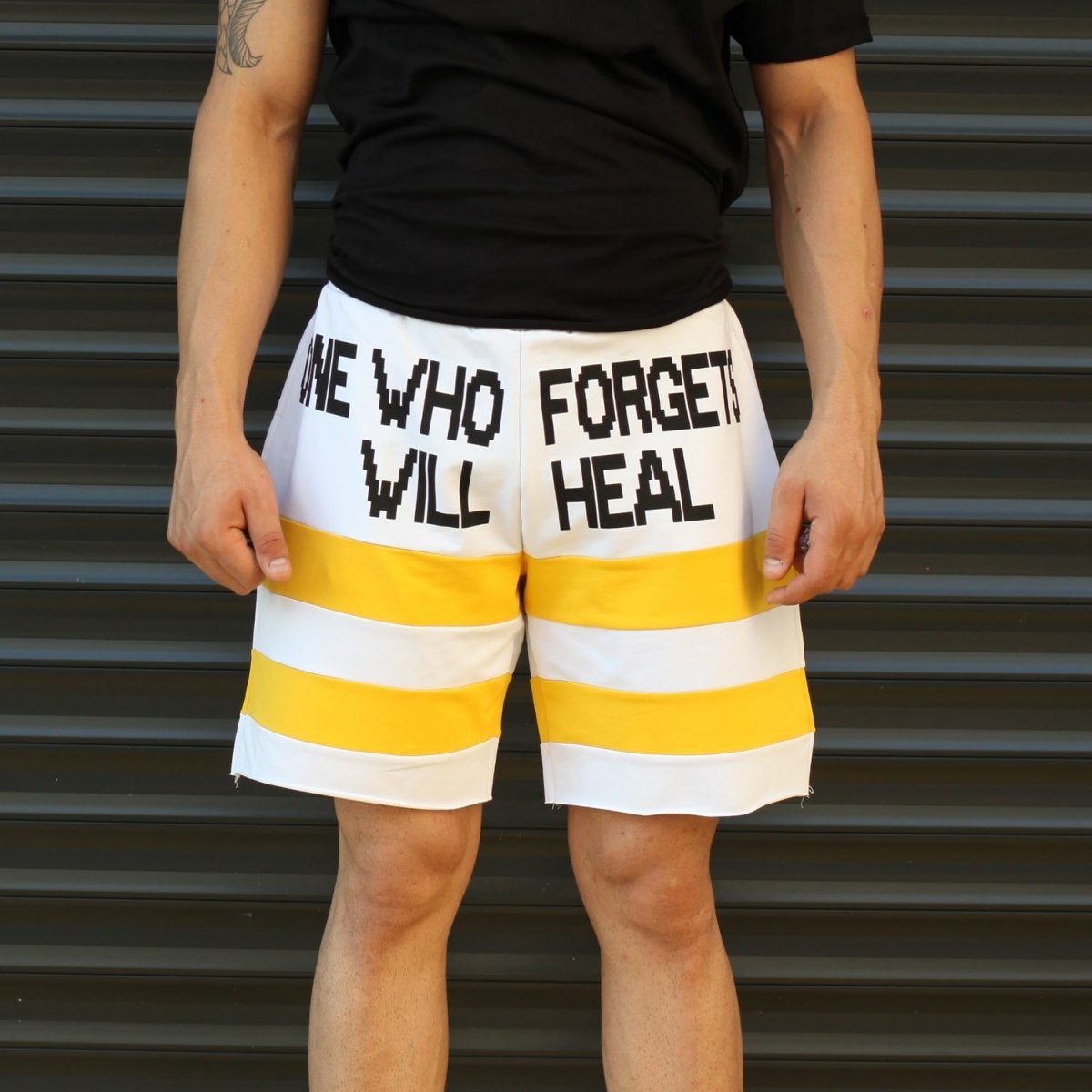 Men's Who Forgets Will Heal Fleece Sport Shorts White