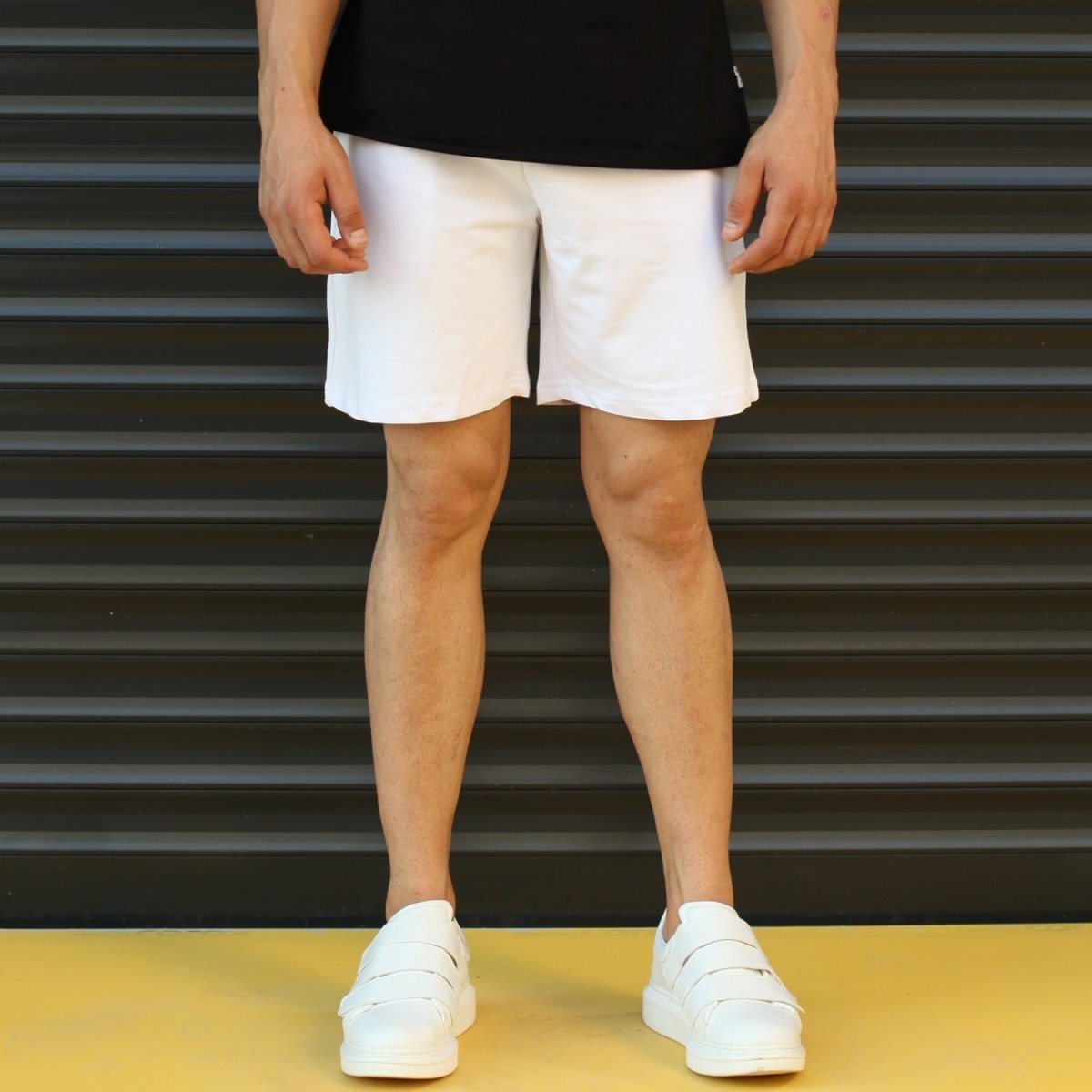 Men's Basic Fleece Sport Shorts New White - 1