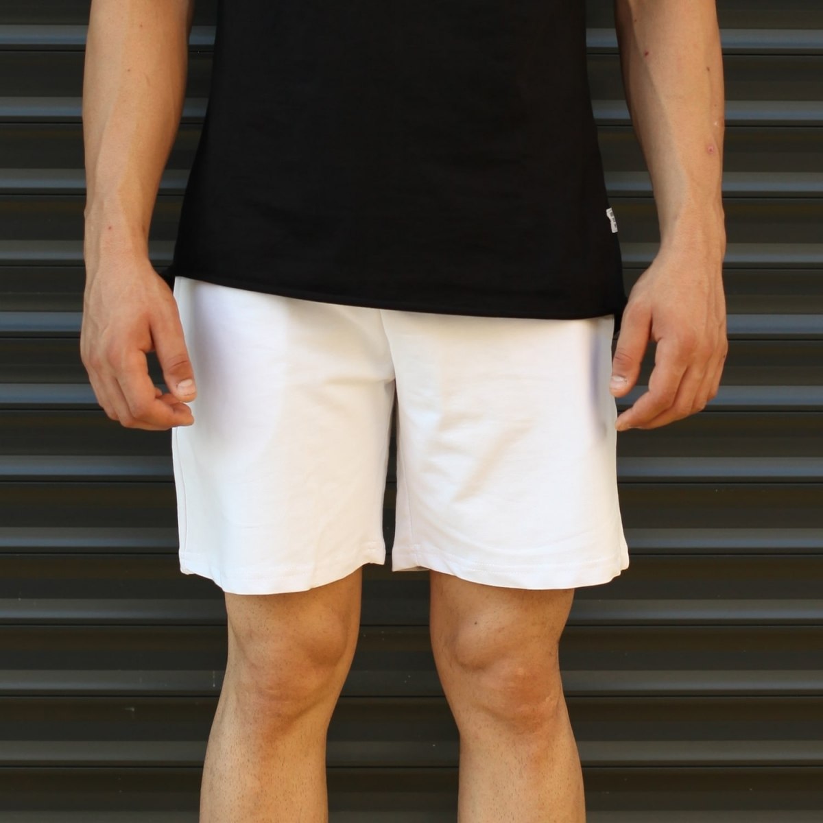 Men's Basic Fleece Sport Shorts New White