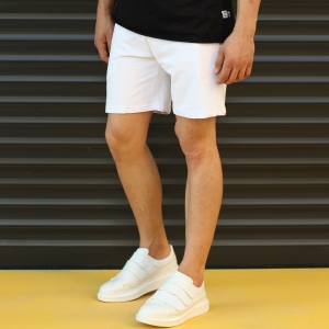 Men's Basic Fleece Sport Shorts New White - 3