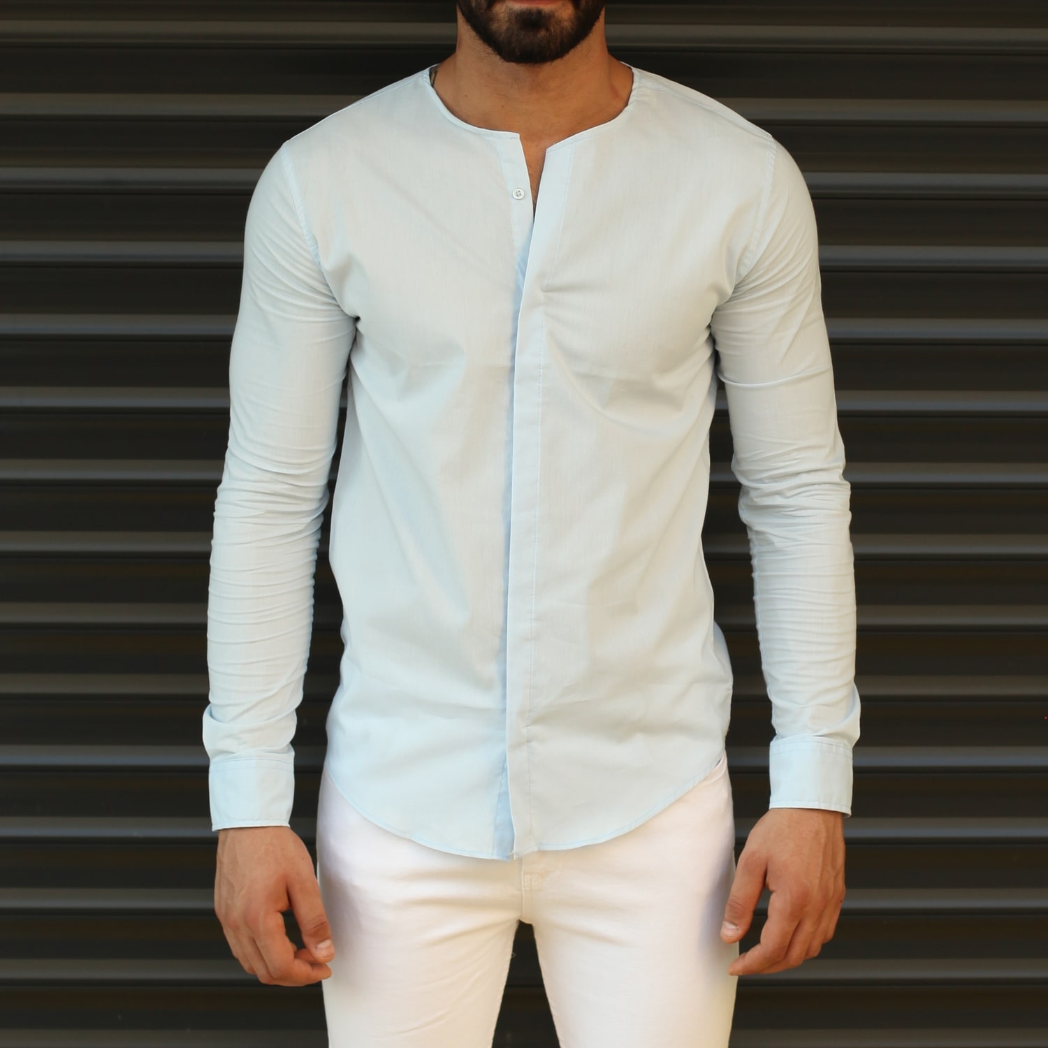 White Collarless Shirt Mens | vlr.eng.br