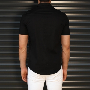 Men's Hidden Button Short Sleeve Muscle Fit Shirt In Black - 3