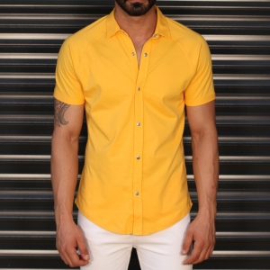 yellow short sleeve dress shirt