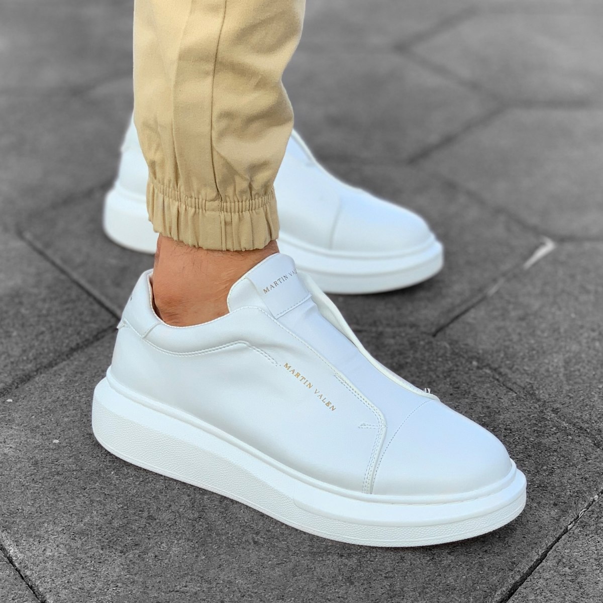 Herren Slip-On Sneakers Ohne Schnürsenkel In Weiß
