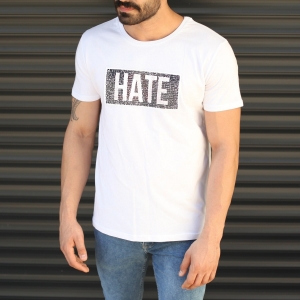 Men's Love Printed Crew Neck T-Shirt In White - 2