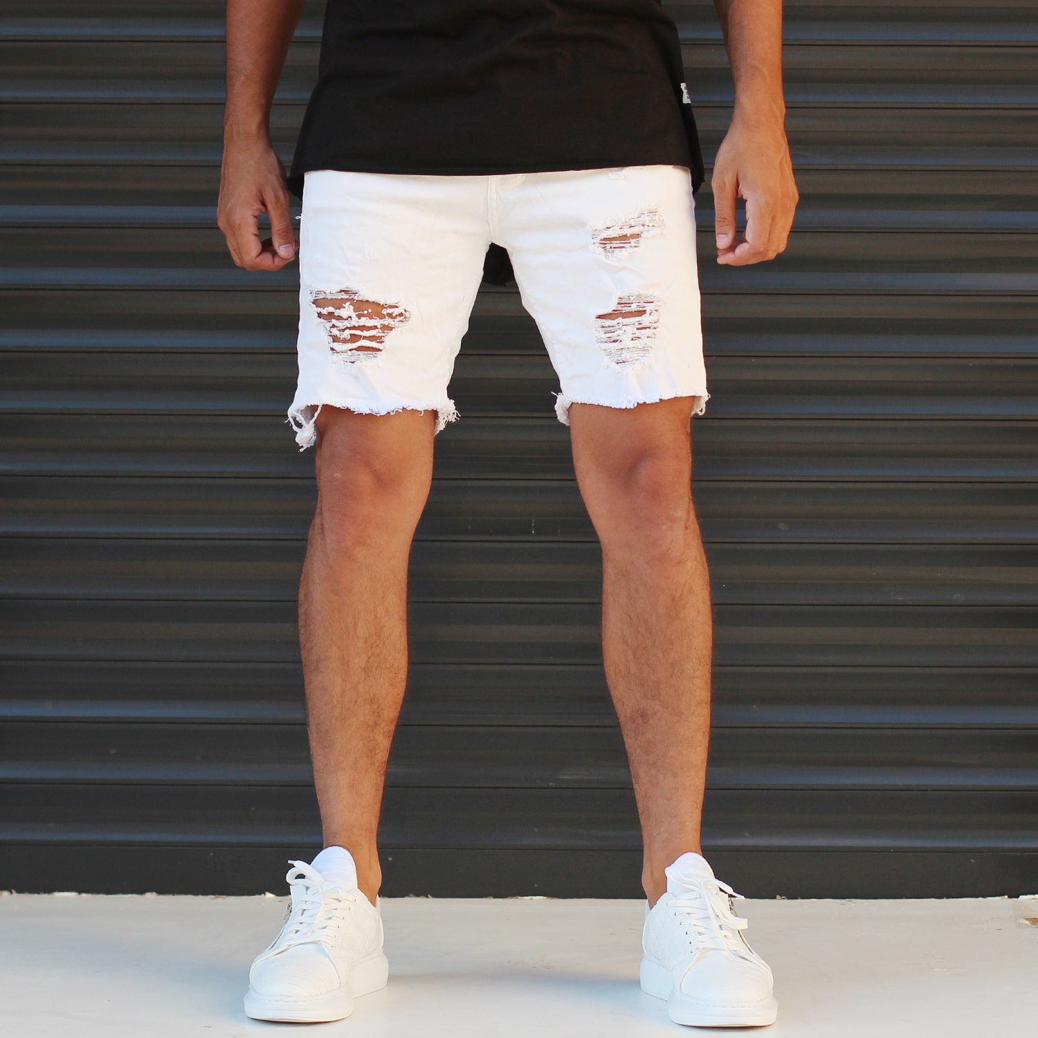 white jean short shorts