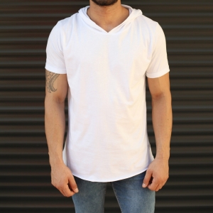 Men's Hooded Longline Basic T-Shirt White - 1