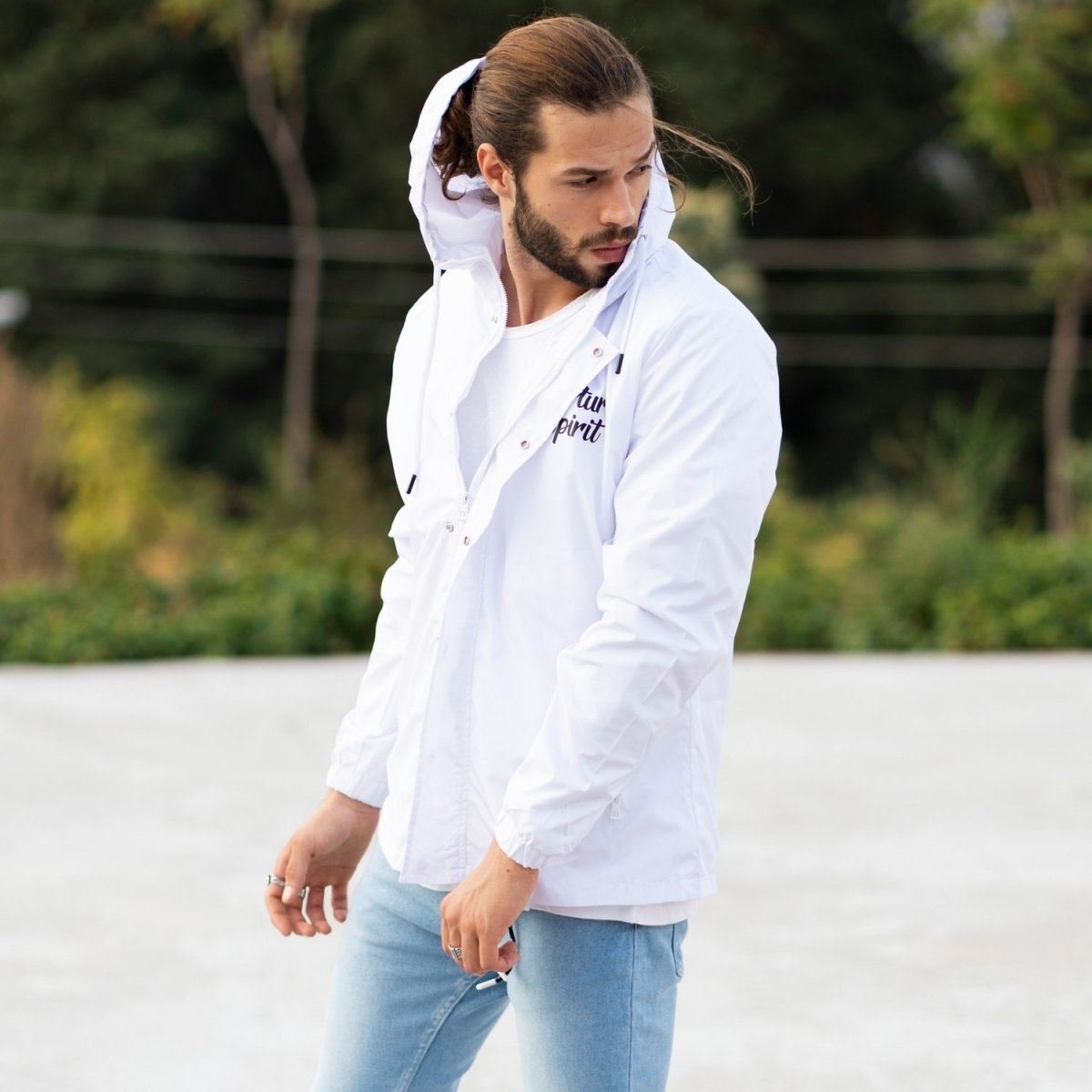 MV Autumn Collection Rainproof Hoodie with Details in White - 4