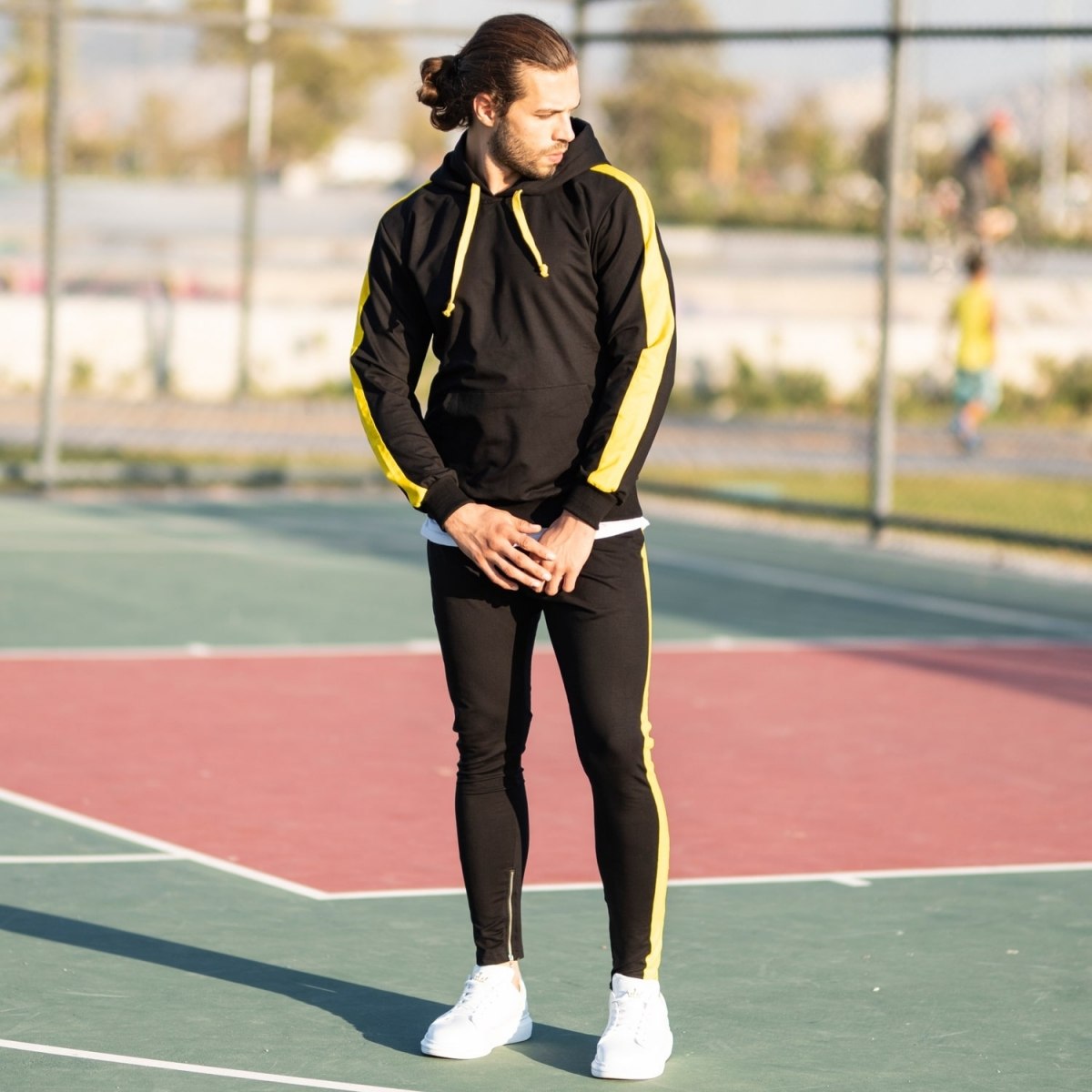 Men's Yellow-Stripped Black Tracksuit - 4