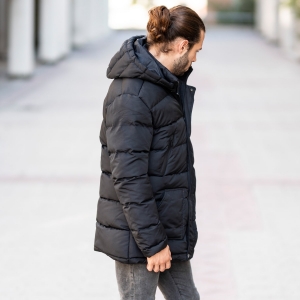 Windproof Puff Jacket In Black - 3