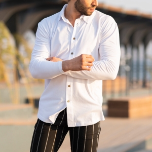 Men's Long Sleeve Shirt In White - 2
