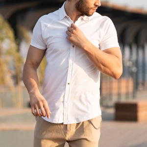 Men's Short Sleeve Shirt In White - 1