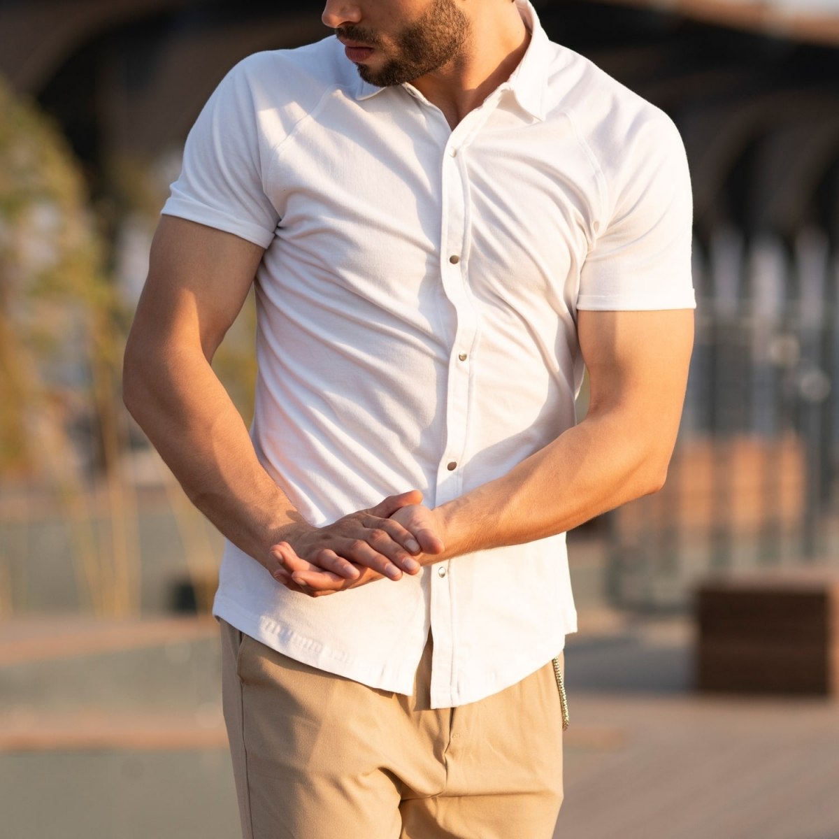 Men's Short Sleeve Shirt In White - 2