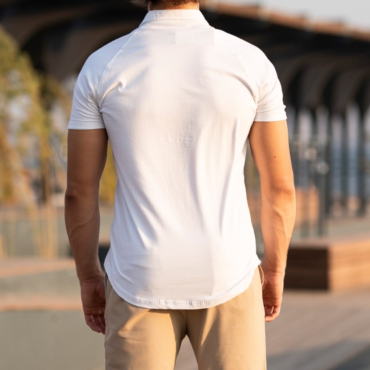 Men's Short Sleeve Shirt In White - 4