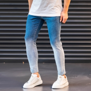 Herren Jeans mit ''Puder'' Design in blau - 2