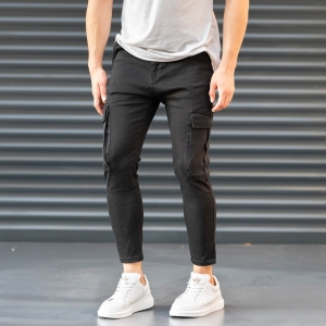 Herren Jeans mit Seitentaschen in schwarz - 3