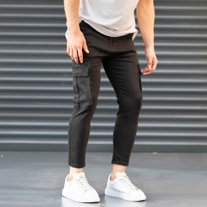 Men's Pocket Style Jeans in Black - 4