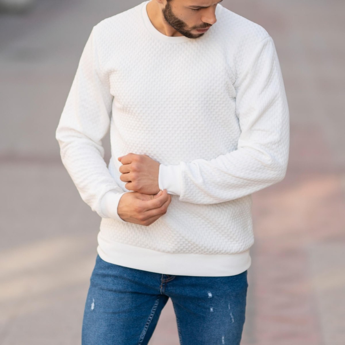 Casual SweatShirt in White - 1