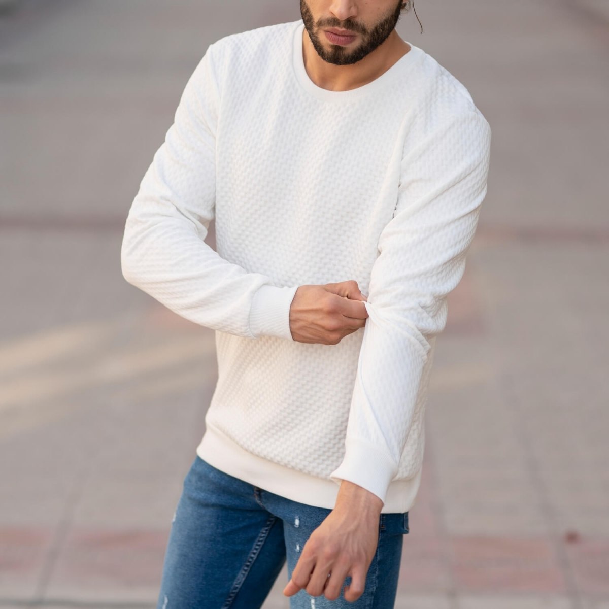 Herren Sweatshirt in weiß - 5
