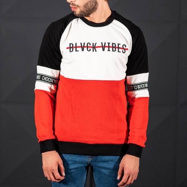 Blvck Vibes Sweatshirt in White&Red