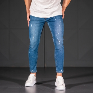 Men's Jeans with Scratchs Style in Ocean Blue - 1