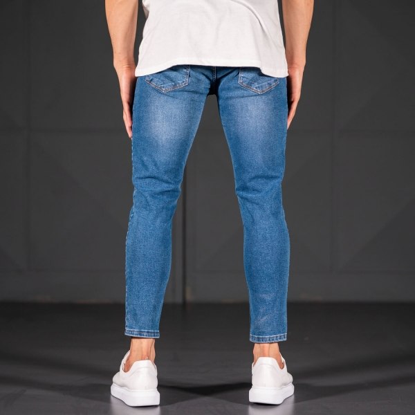 Men's Jeans with Scratchs Style in Ocean Blue - 4