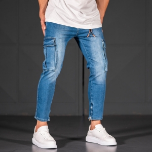 Men's Jeans with Pockets Style in Ocean Blue - 4