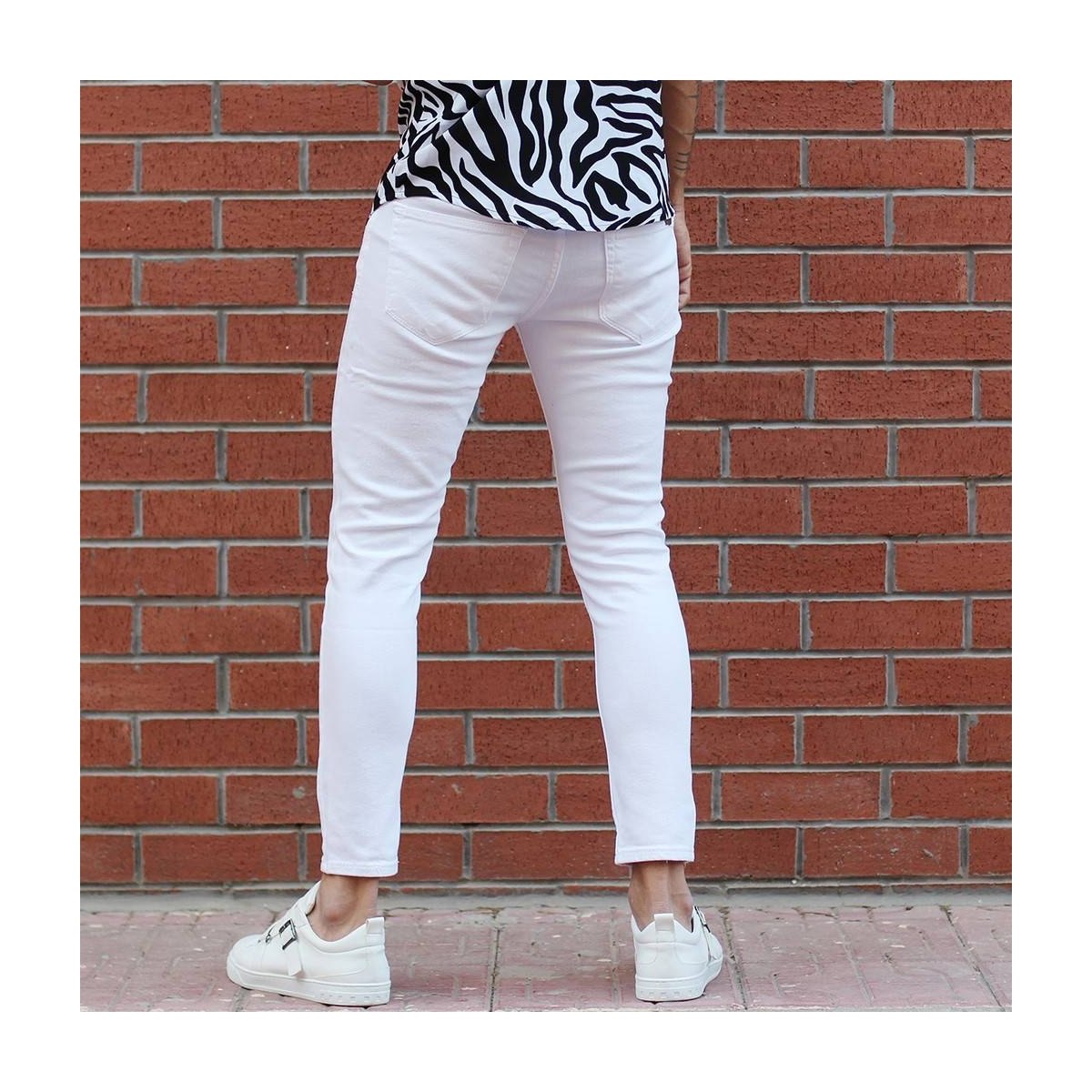 Men's Basic Stretch Jeans Full White - 3