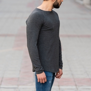 Gray Sweatshirt With Stripe Details