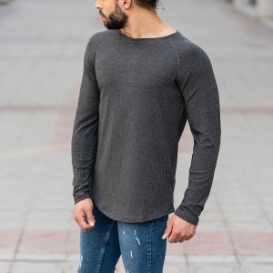 Gray Sweatshirt With Stripe Details - 3