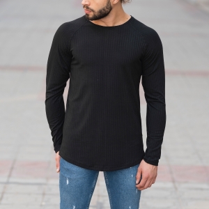 Black Sweatshirt With Stripe Details - 1