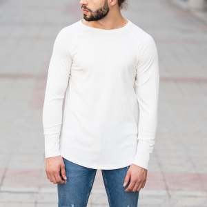 Herren Sweatshirt mit Streifenmuster in weiß - 1