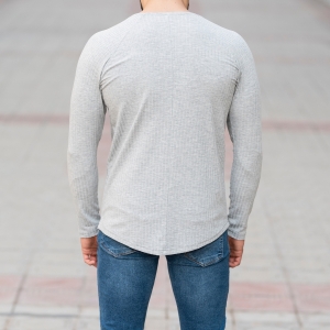 Stone Gray Sweatshirt With Stripe Details - 5