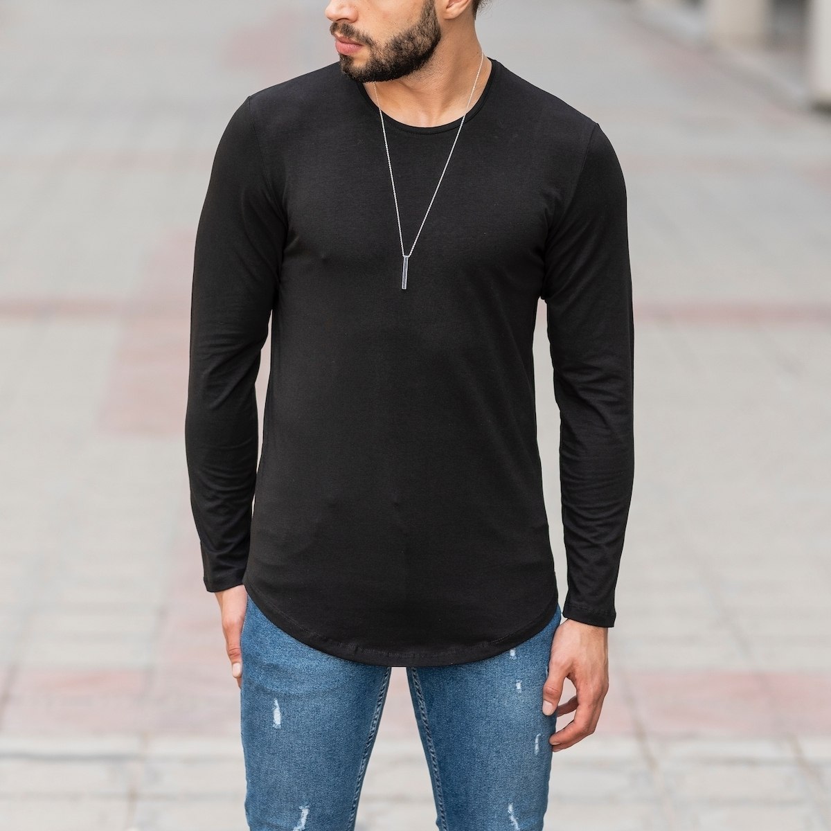 Herren Basic Sweatshirt in schwarz - 1