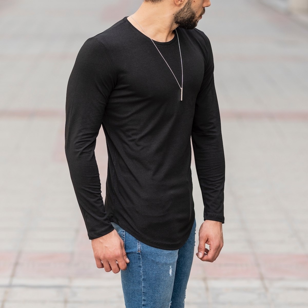 Herren Basic Sweatshirt in schwarz - 2