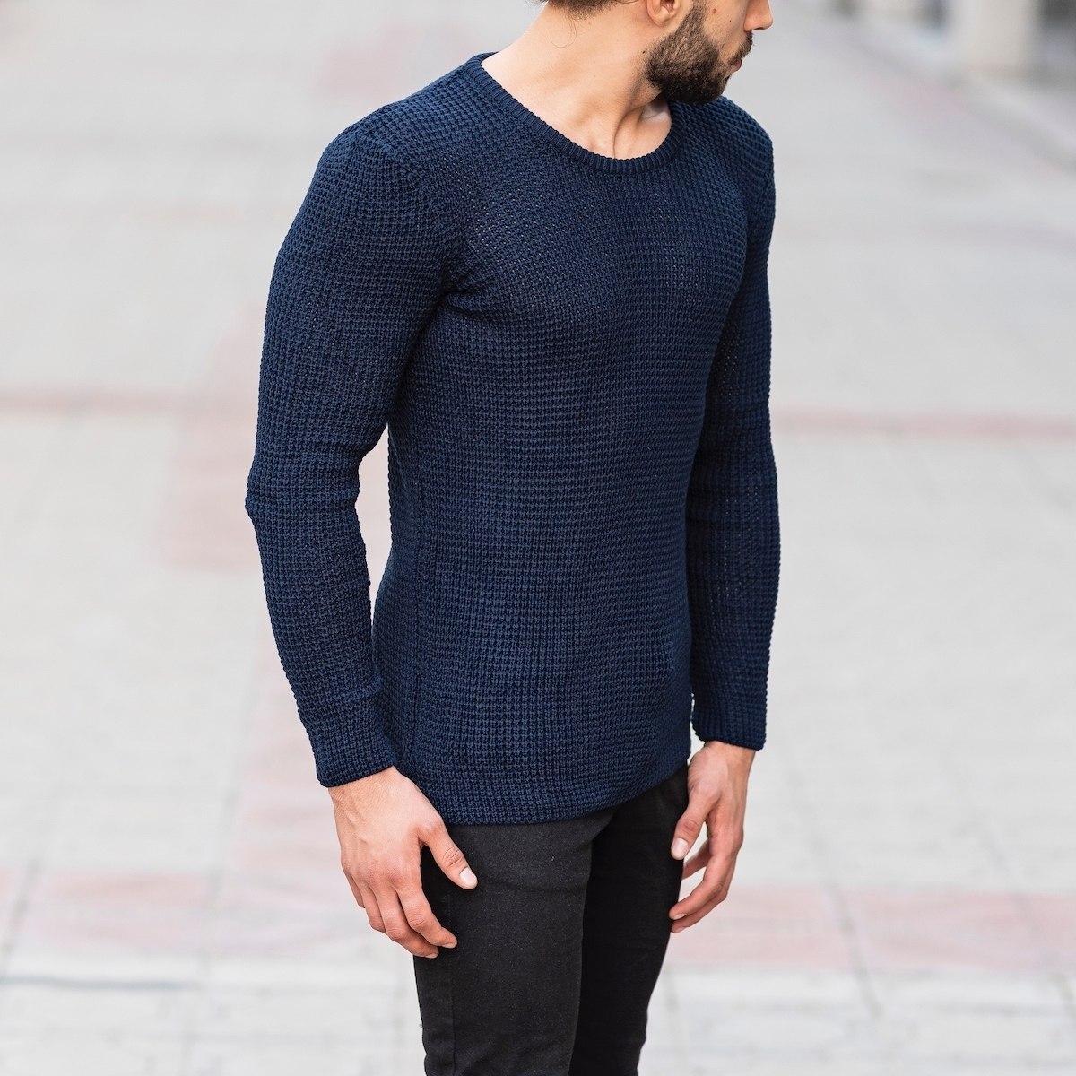 Knitted Pullover In Navy Blue